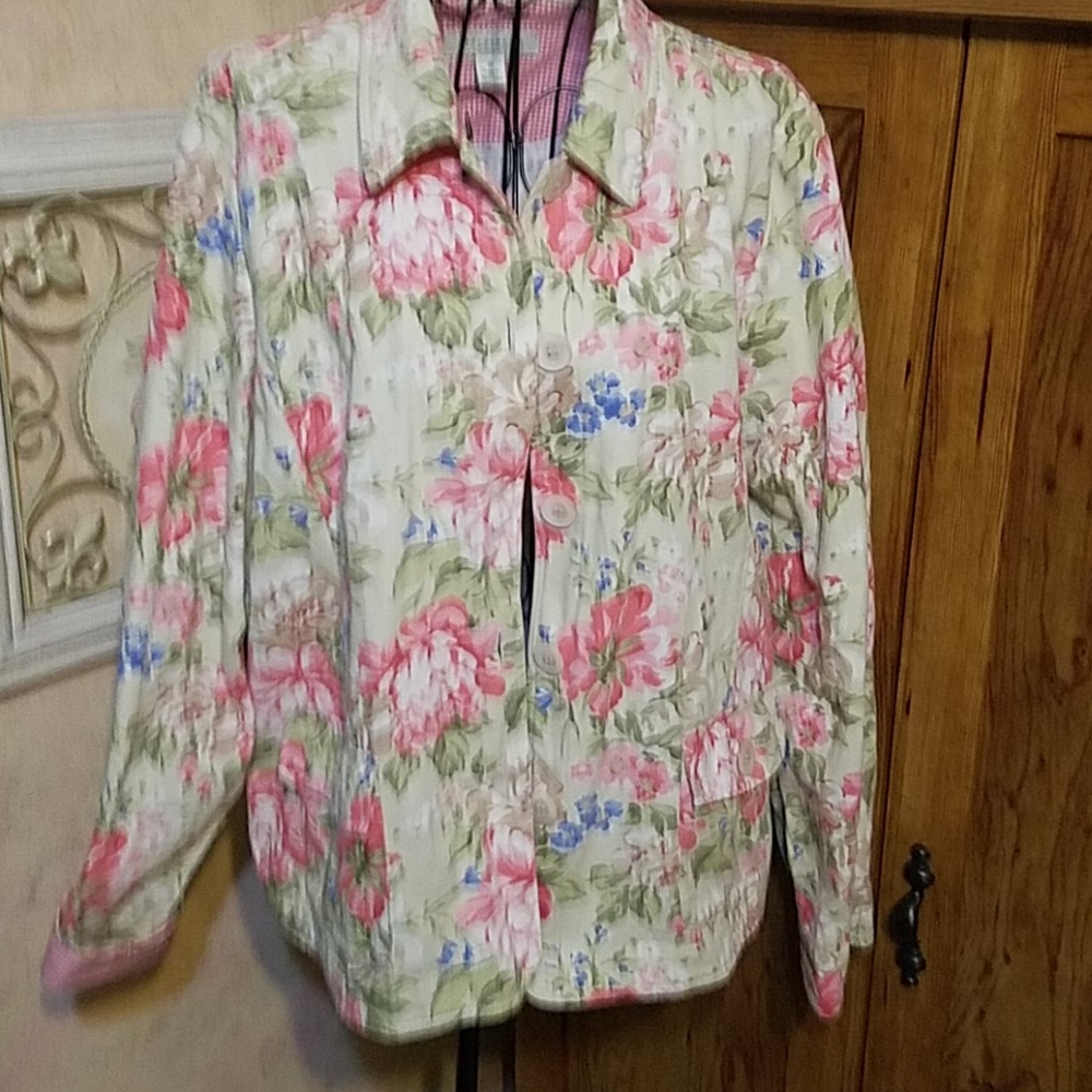 Appleseeds, floral denim Jacket size 18